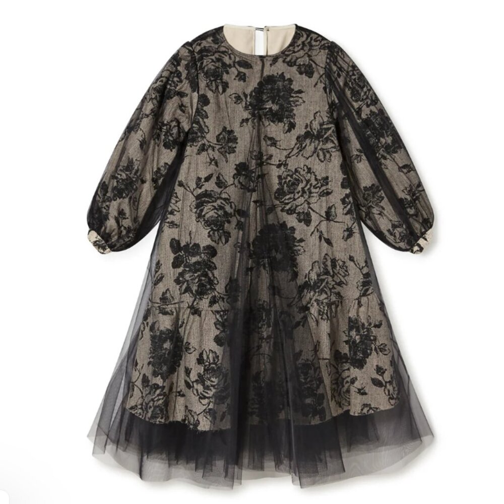LITTLE CREATIVE FACTORY VINTAGE BLOOM TULLE DRESS GIRLS Black/Cream Size S NWT